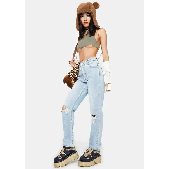 Rolla's Original Straight High Rise Jeans in Sunbleach Worn 28 Womens Denim Pant - Picture 9 of 15